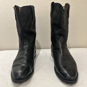 Lucchese 2000 Men’s Black Leather Cowboy Boots – Size 11 D – Western Classic